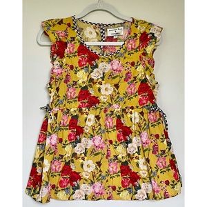 Marigold Babydoll Top with Floral Pattern